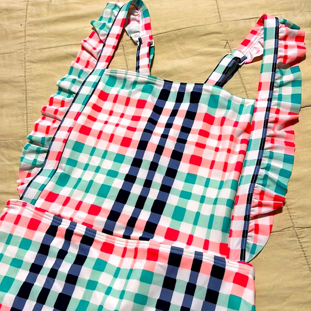Like New Aerie plaid ruffle one piece swimsuit